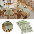 thumbnail image 2 of Green Farmhouse Table Runners Handmade Tassel Linen Table Runner 72 Inches Long Farmhouse Style Runner For Kitchen Dining Table 13 X 72 Inch Green, 2 of 6