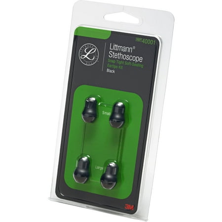 Small Snap - 3M Littmann Stethoscope Spare Parts Kit, Snap Tight Soft-Sealing Eartips, Black, Large and Small