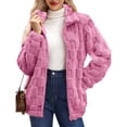 thumbnail image 2 of Chaqueta Suave y Cálida con Cremallera y Larga para Mujer Rosa Roja M, 2 of 7