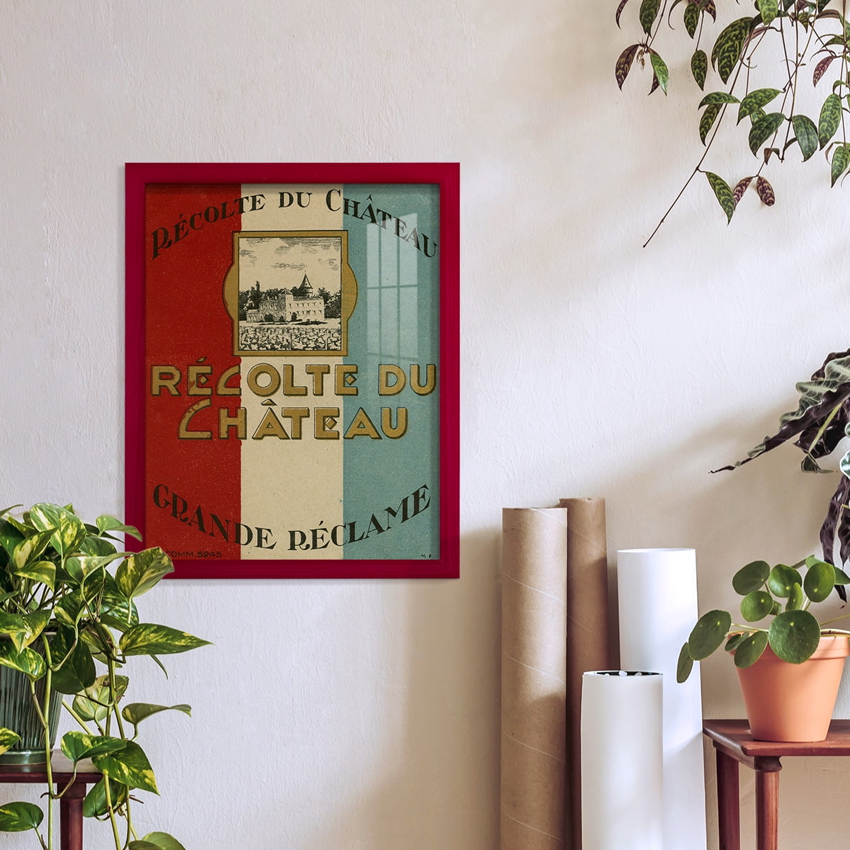 Recolte Du Chateau -Framed Print w/glass-Cherry Red