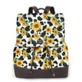 thumbnail image 1 of Balery Cute Cow Print Sunflower A Mochila de Cuero para Mujeres, Gran Capacidad, Bolsa de Viaje Multifuncional, Mochila de Cuero y Bolsa de Hombro para Mujeres, 1 of 4