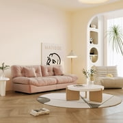 Magic Home 89 Cloud Sofa,Modern Velvet Couch,3-Seat Sofa for Living Room,Apartment and Small Space,Pink