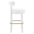 thumbnail image 3 of Bar Stool Chair Barstool, White, Velvet, Pub Cafe Bistro Dining Kitchen Hospitality Restaurant, Modern Contemporary Boutique HB34830, 3 of 9