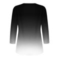 thumbnail image 5 of TKLPEHG Women's 3/4 Sleeve Tops V-Neck Button Shirt Casual Loose Fashion Gradient Color Print Fall Tops Comfy Lightweight Pullover (Black,S), 5 of 5