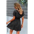 thumbnail image 3 of Femmes Robes Casual Manches Courtes Bouton Imprimé Floral vers le Bas V Cou Été Boho Midi Robe, 3 of 7