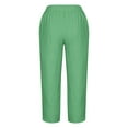 thumbnail image 5 of Ashirexll Capri Pants for Women Casual 2024 Fall Drawstring Elastic High Waist Linen Pants Wide Leg Plus Size Lounge Capris Style B Mint Green 5XL, 5 of 5