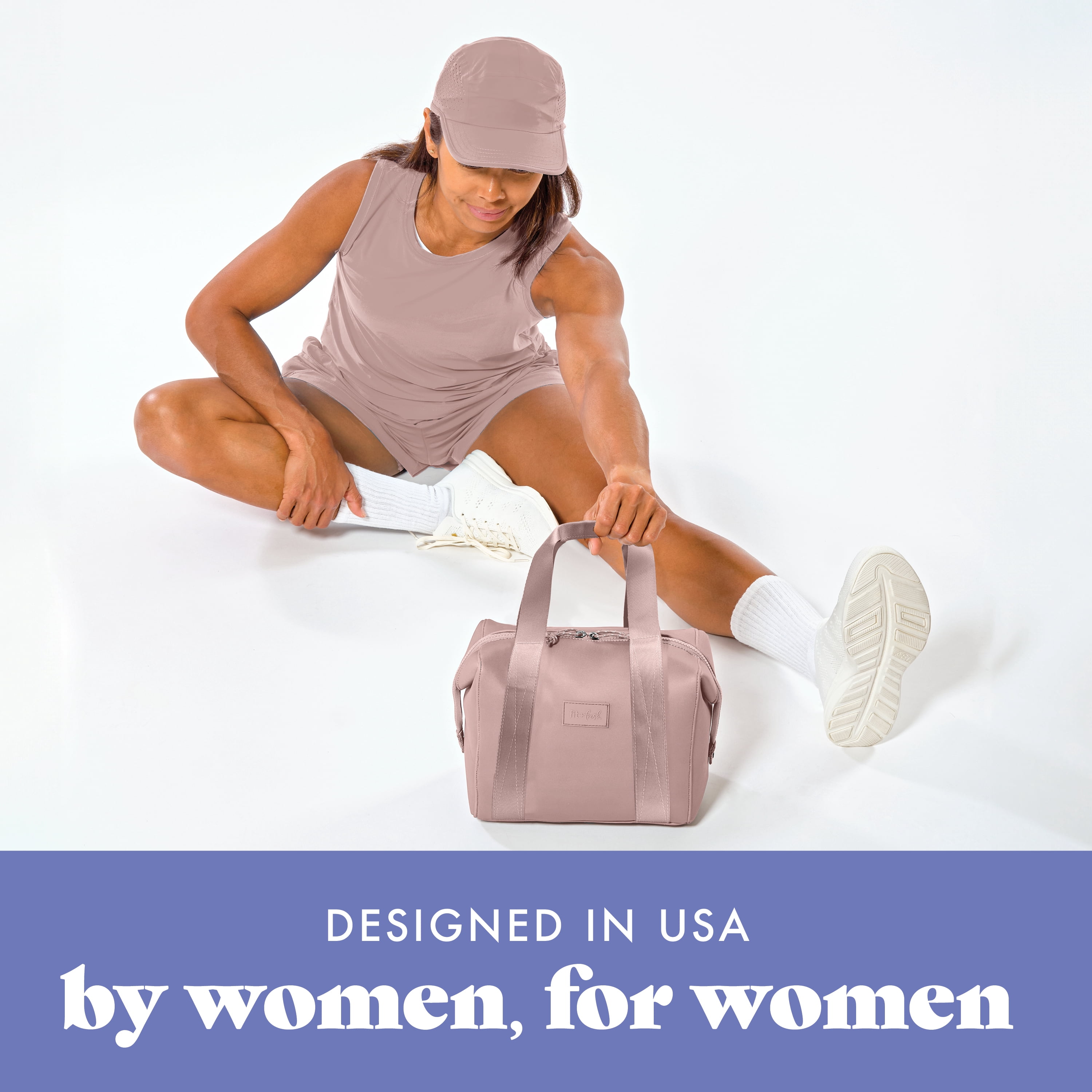 Fit + Fresh Remi Women's Lunch Bag, Self Insulating Neoprene Material Lunch Box With Containers & Ice Pack, Mauve