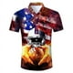 thumbnail image 4 of Camisa hawaiana con estampado de bandera estadounidense de fútbol para hombre, camisas hawaianas con estampado 3D de gato astronauta, blusas casuales con solapa, blusas de manga corta, 4 of 5
