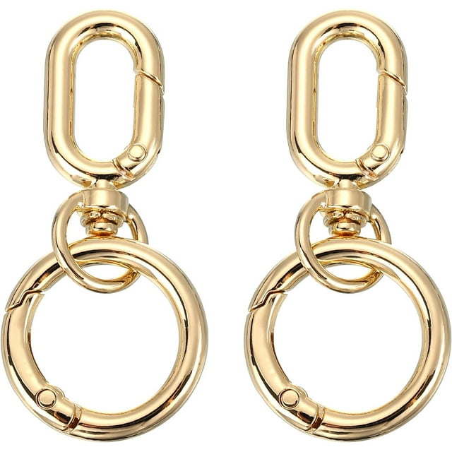 PATIKIL 2.2" Swivel Snap Hooks with Key Rings, 2Pcs Double Opening Metal Oval Swivel Spring Clasp Clip with O Ring for DIY Crafts Jewelry Lanyard Making, Gold Tone