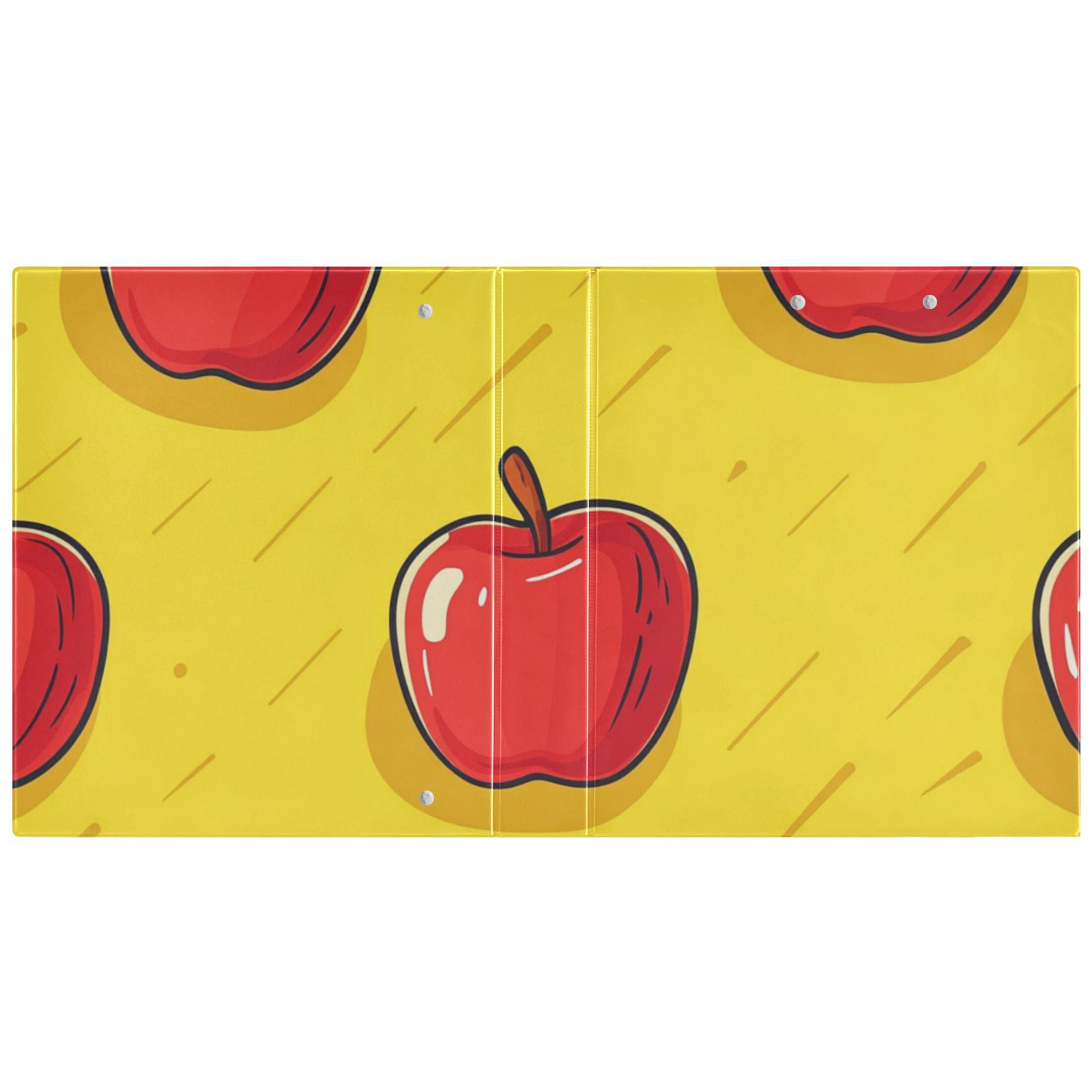 Apples in Yellow 3 Ring Binders 1.5 inch Hardcover File Folders with Interior Pockets A4 Size Organizer for School Office Hospital Set of 2
