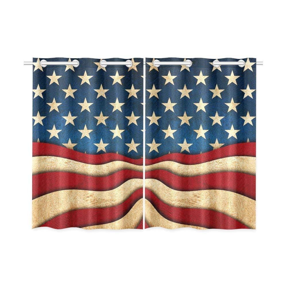 Ambesonne 4th of July Window Curtains 56 x 84 Stars and Stripes Pattern American Flag Inspired Patriotic Theme Blue White Lightweight Decorative Panels Set of 2 with Rod Pocket 