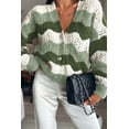 thumbnail image 4 of SHEWIN Womens Sweaters Striped Color Block Chunky Cardigans Button Down Long Sleeve V Neck Loose Knit Fall Sweater Coats Fashion, 4 of 5