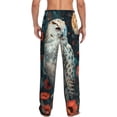 thumbnail image 6 of Cauagu Moon Flower White Owl Mens Pajama Pants Sleep & Lounge Pants,PJ Bottoms with Pockets-Medium, 6 of 7