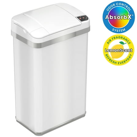 iTouchless 4-Gal Multifunction Sensor Trash Can, Pearl White