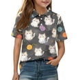 thumbnail image 3 of Grblisyd Girls Polo Shirt Cute Animal Print School Uniform Short Sleeve Button Closure Tops for Girls 10-12 Years, 3 of 6