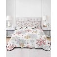 thumbnail image 2 of Twin Quilt Bedding Set, Red Yellow Snowflake Christmas Reversible Summer Quilt 3 Pieces, Xmas Snowflake Winter Lightweight Bedspreads Coverlets with 2 Pillow Shams for All Seasons, 2 of 5