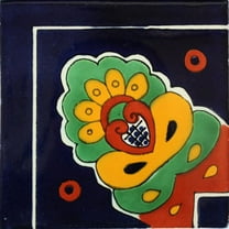 6x6 Corner Blue Royal Talavera Mexican Tile, Set of 4 pcs