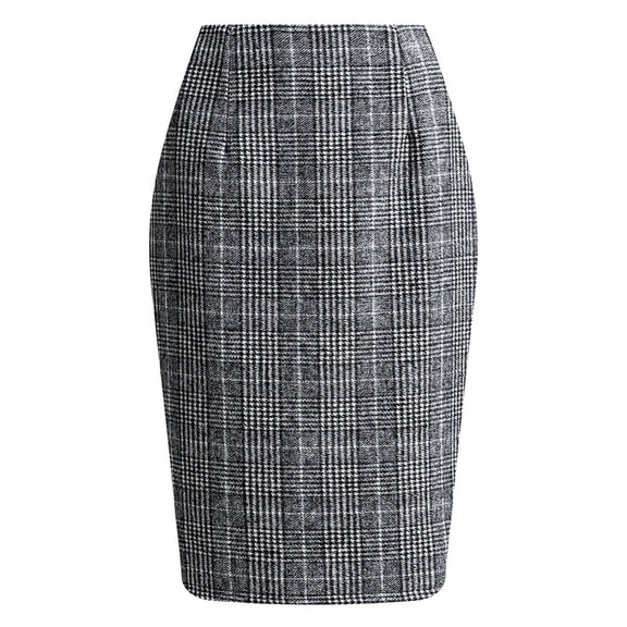 Women's Tennis Skirts Summer High Waist Pencil Skirt in Classic Plaid Pattern Ideal for Dailywear Seasons Autumn Winter Midi Length Figure Enhancing Black XL