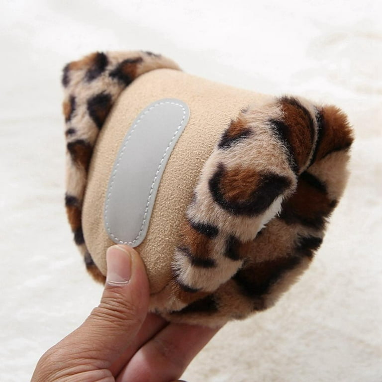 Womens Mens Slippers Leopard Fluffy Plush Lined House Shoes
