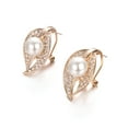 thumbnail image 4 of Yoursfs Drop Pearl Stud Earrings for Women Rose Gold Plated Ivory Faux Pearl with Cubic Zirconia Piercing Earings Hypoallergenic Jewelry, 4 of 6