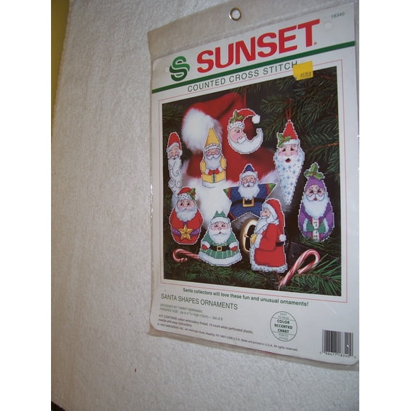 SANTA SHAPES ORNAMENTS Counted Cross Stitch Kit