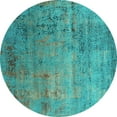 thumbnail image 1 of Ahgly Company Machine Washable Indoor Round Oriental Turquoise Blue Industrial Area Rugs, 3' Round, 1 of 4