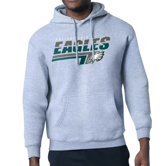 Men's Starter Heather Gray Philadelphia Eagles Logo Push Graphic Hoodie