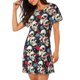 thumbnail image 2 of Fotbe rock record Skull artist Bata de Dormir para Mujer con Estampado, Camisón de Algodón de Manga Corta, Ropa de Dormir Casual, 2 of 6