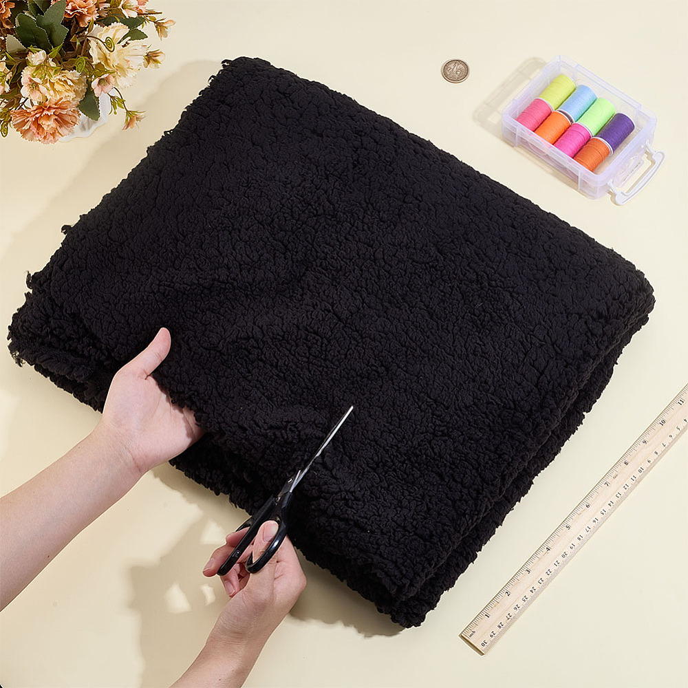 Black Plush Fabric 59 Inch Wide Lambs Wool Fabrics Fur Craft Fabric Sherpa Fleece Fabrics for DIY Craft Sewing Projects Costume Coats Blankets 1 Yard DIY