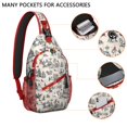 thumbnail image 2 of Sling Backpack,Beige Christmas Winter Scene Pattern Sling Bag with Water Bottle Holder,Waterproof Sling Bag for Men/Women with Headphone Jack for Hiking,Travel, 2 of 6
