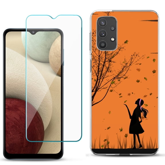 Slim-Fit TPU Phone Case compatible with Samsung Galaxy A32 5G, with Tempered Glass Screen Protector, by OneToughShield ® - Autumn Leaf