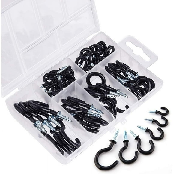 EcoNesxp 70pcs black vinyl coated ceiling screw hook cup hook set70pcs black vinyl coated ceiling screw hook cup hook set