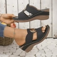 thumbnail image 6 of Women's Spring And Summer New Large Size Wedge Slippers Beach Metal Buckle Wedge Sandals Fashion Casual Beach Sandals Summer Sandals Black 39, 6 of 8