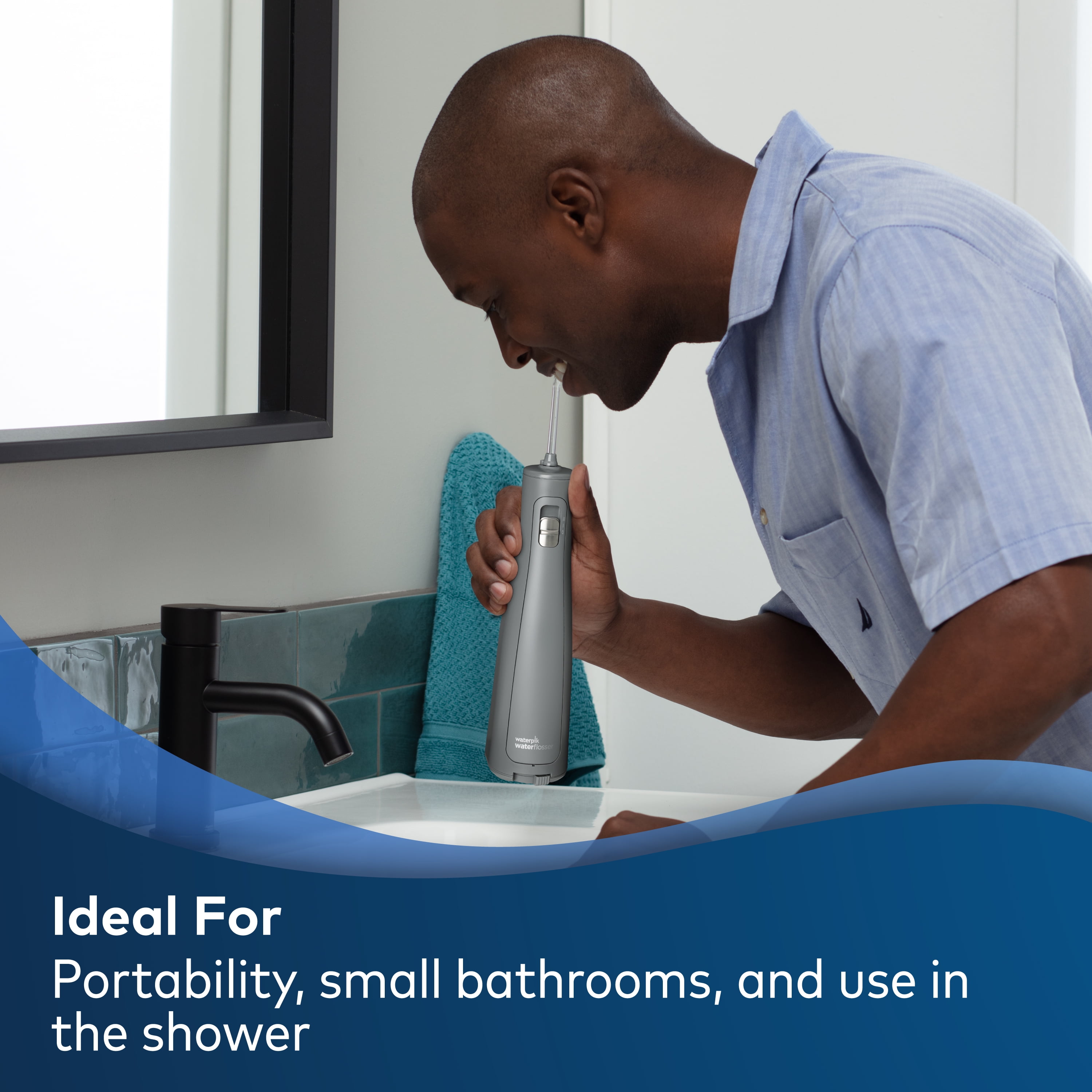 Waterpik Cordless Revive Portable Water Flosser Oral Irrigator, Modern Gray WF-03
