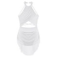thumbnail image 5 of Linjinx Sparkly Rhinestone Leotard Lyrical Dance Dress for Womens Cutout Strappy Backless Dance Dress White L, 5 of 6