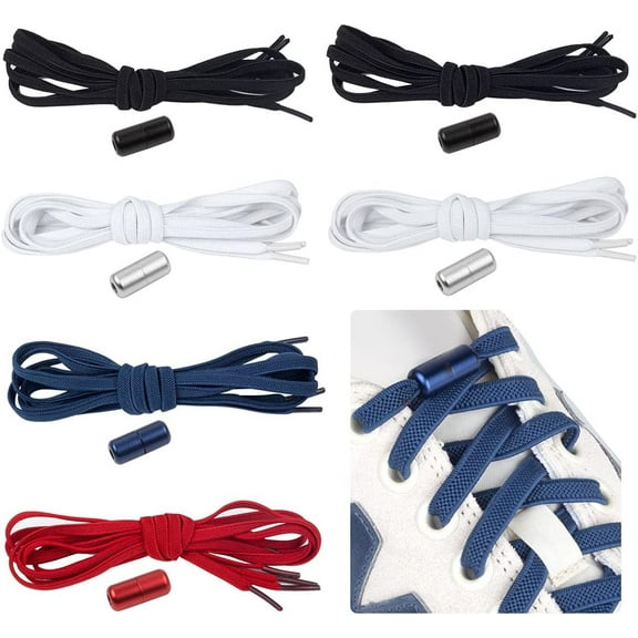 2-6 Pairs No Tie Elastic Shoe Laces, Universal Shoe Laces for Kids and Adults,Tieless Shoelaces with Metal Lock