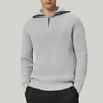 thumbnail image 2 of WAENQINLA Men's Half Zip Mock Neck Sweaters Casual Cable Knit Ribbed Pullover Tops Long Sleeve Knitwear Tops Gray L, 2 of 7