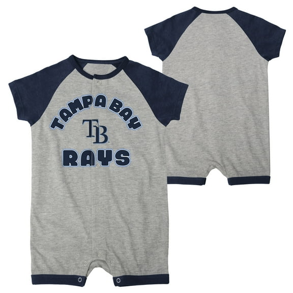 Infant Heather Gray Tampa Bay Rays Extra Base Hit Raglan Full-Snap Romper