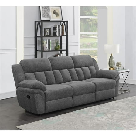 Pemberly Row Upholstered Modern Motion Sofa in Charcoal Finish