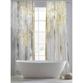 thumbnail image 5 of Golden Grey Tree Sheer Curtains 96 Inch Length 2 Panels Set for Living Room/Bedroom, Oil Painting Forest Abstract Art Semi Curtain Sheers Drapes Rod Pocket Curtains Window Treatment Set 52''x96''x2, 5 of 7