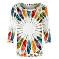 thumbnail image 4 of Cadancy Mardi Gras Tops for Women Crew Neck Colorful Print Casual Blouse Holiday 3/4 Sleeve Rave Party Tees Carnival Funny Trendy Shirts, 4 of 8