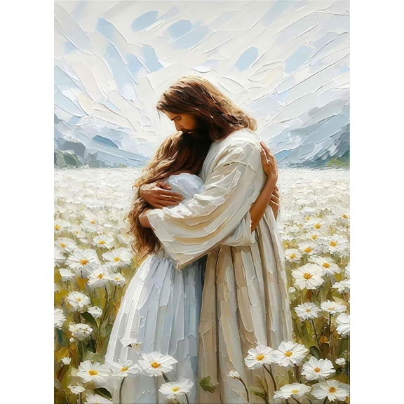 Jesus Hugging Woman Christian DIY Modern Diamond Painting Kits 5D Diamond Dots Gem Art for Home Decor 12x16 inch