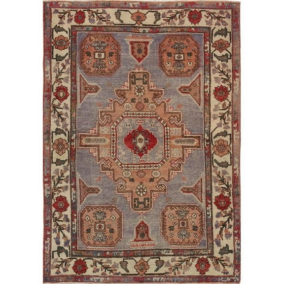 Pasargad Home Sivas 56" x 80" Lamb's Wool Area Rug in Light Blue/Beige