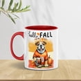 thumbnail image 2 of Hello Fall Bulldog Football Welcome Autumn with Leaves Pumpkins 11oz Accent Two-tone Mug Dog Lover Gifts Idea Coffee Tea Cup - 00012, 2 of 5