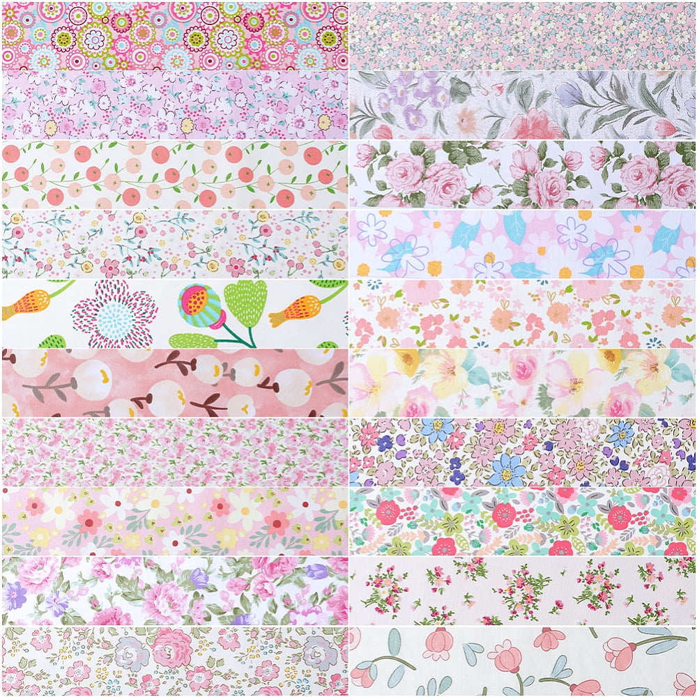 Flower Pattern Cotton Quilting Stripss Fabric Patchwork Fabric for DIY Craft Sewing Mixed Color 1000x65x0.1mm about 40pcs/set