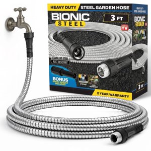 Bionic Steel 3 Ft Garden Hose, Stainless Steel Connector