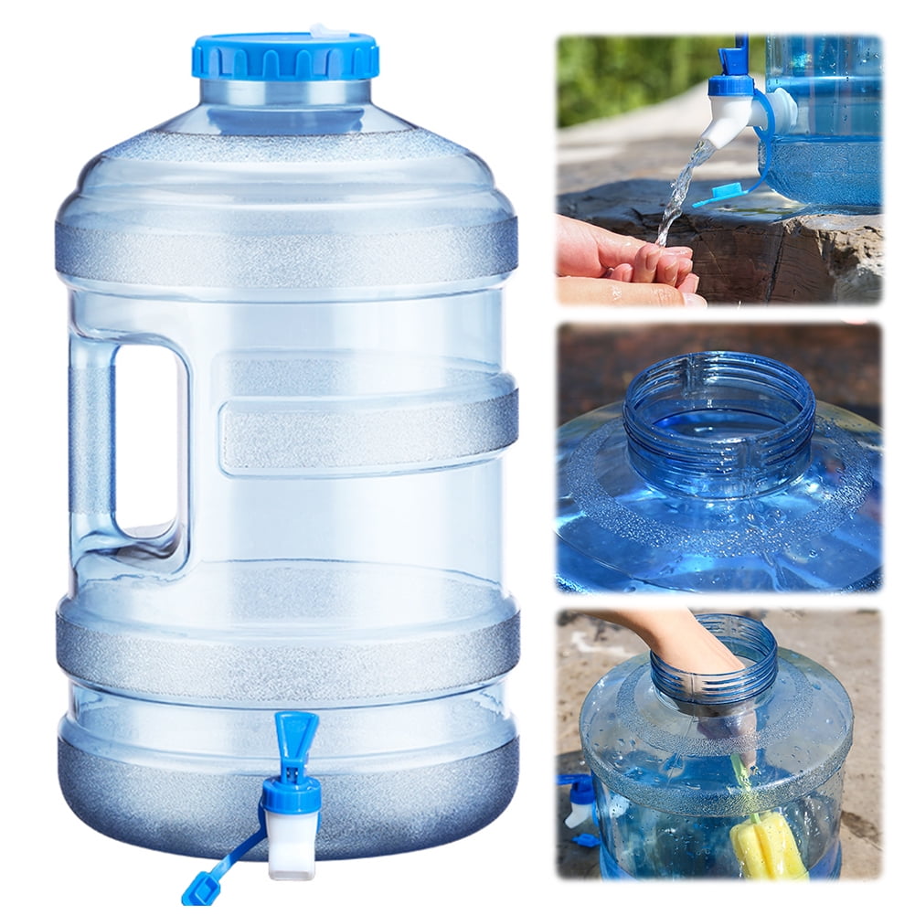 JCMZJ Empty 5 Gallon Water Jug with Faucet, Plastic Mineral Water Bottle with Handle - Reusable Mineral Container for Outdoor Camping Backpacking Supplies