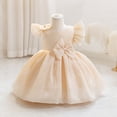 thumbnail image 2 of IBTOM CASTLE Baby Girl Birthday Dress Shiny Asymmetric Ruffle Tulle Tutu Dresses Princess Formal Flower Pageant Wedding Party Gown 1-2T Champagne, 2 of 7