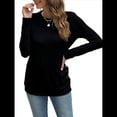 thumbnail image 2 of Camisas de Larga para Mujer, Túnicas, Blusas Holgadas, Elegantes, Cuello Redondo, Suéteres Básicos. Negro L, 2 of 10