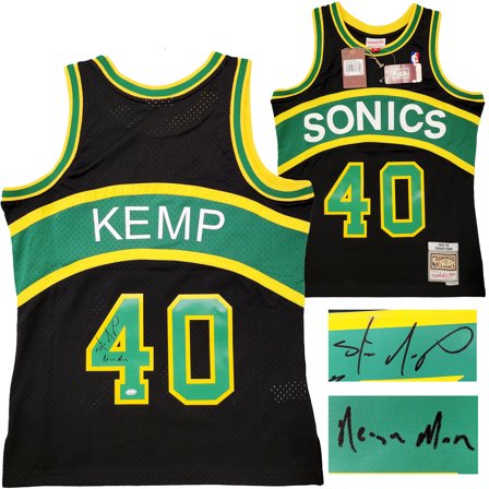 Seattle Supersonics Shawn Kemp Autographed Black Auth Mitchell & Ness Hardwood Classics Swingman Jersey Size M "Reign Man" MCS Holo 203429